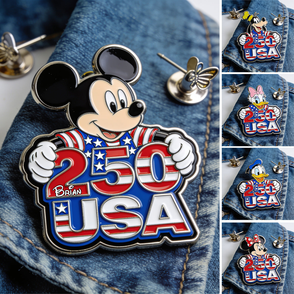 250 USA - Personalized Mouse 3D Embossed Enamel Pin