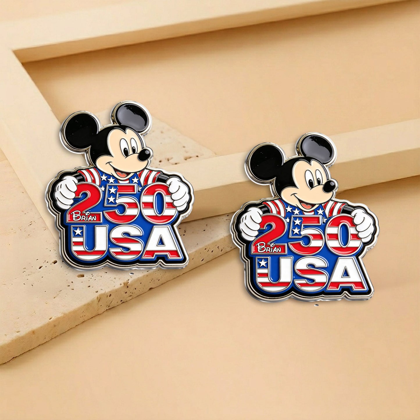 250 USA - Personalized Mouse 3D Embossed Enamel Pin
