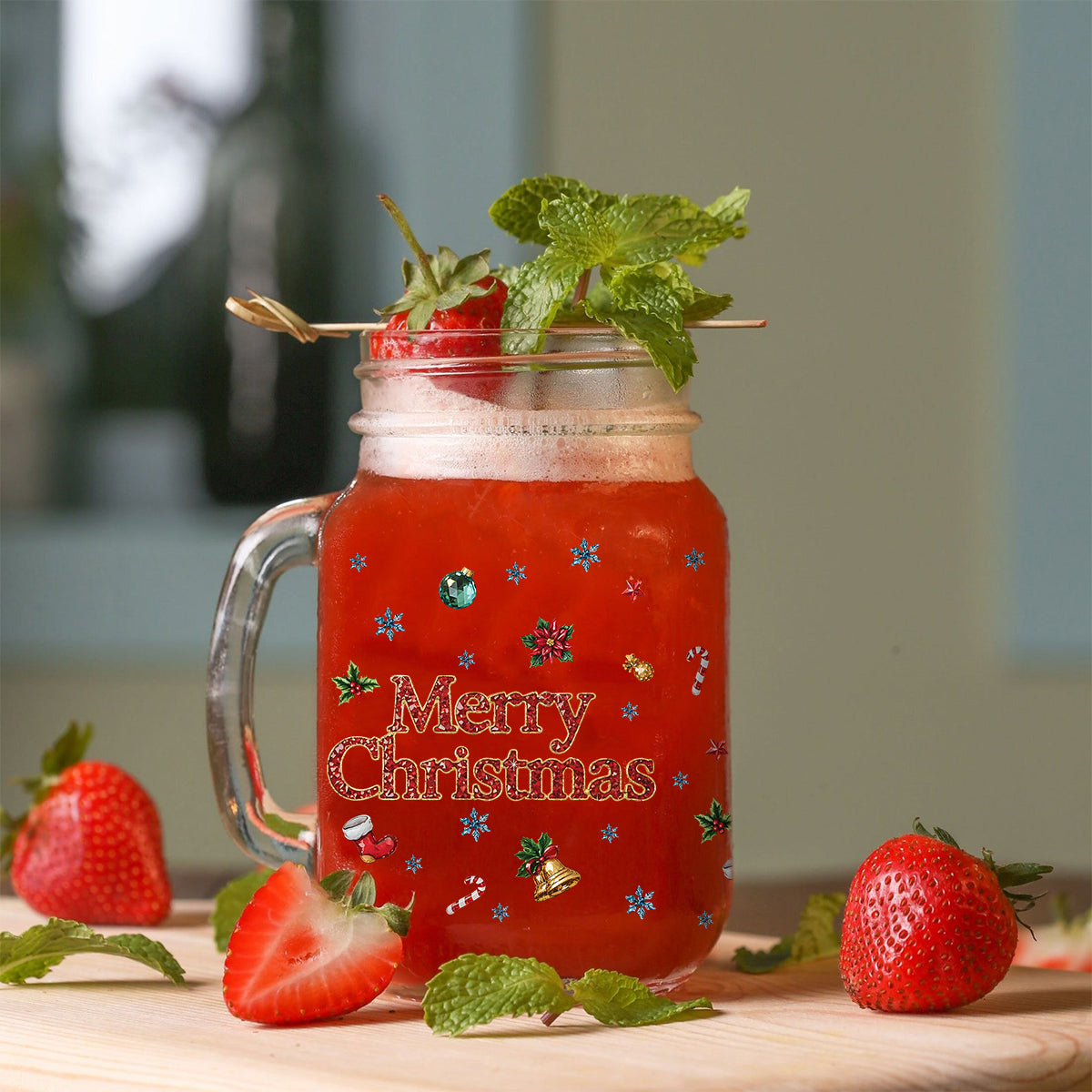 Merry Christmas - Personalized Mouse Mason Jar Cup