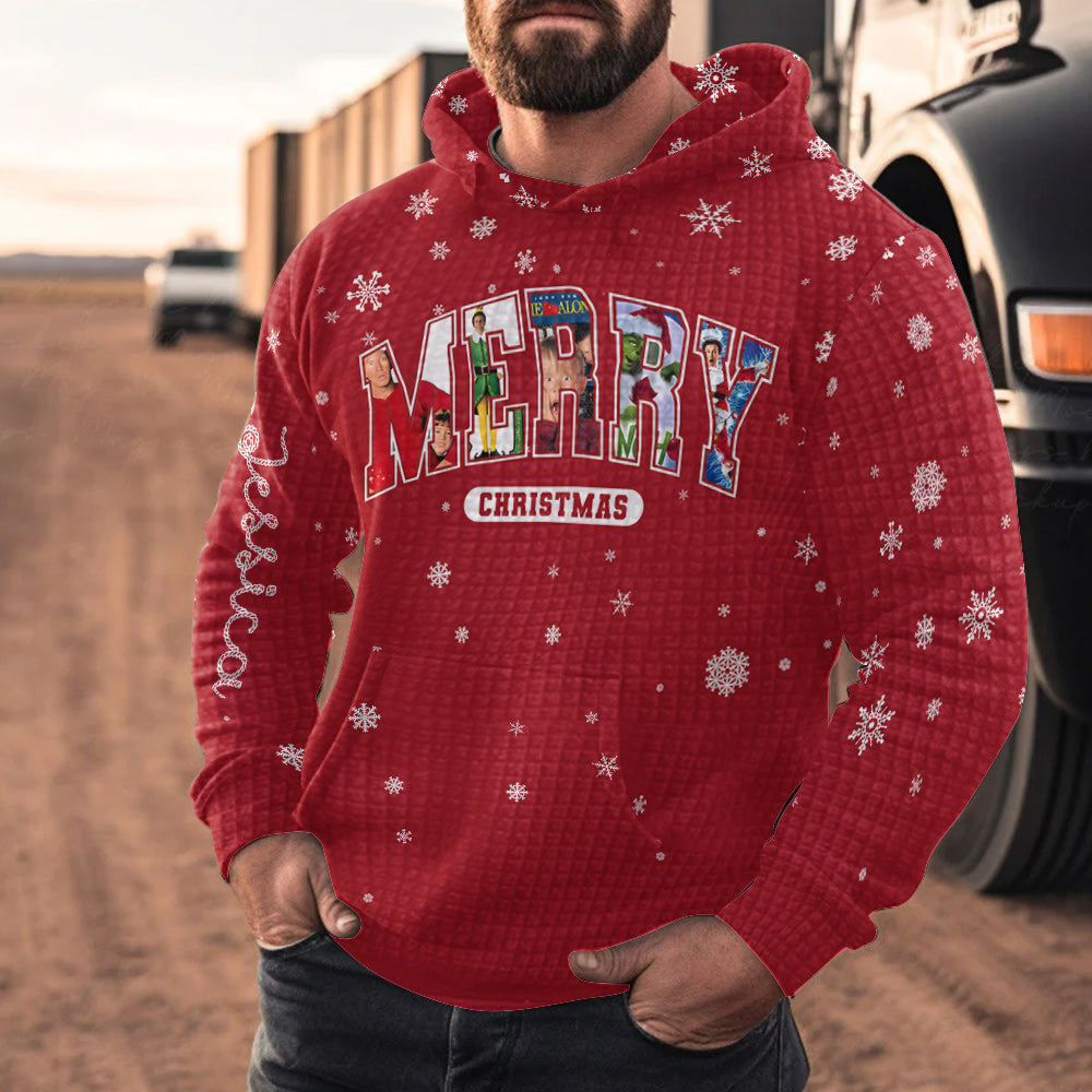 Merry Christmas - Personalized Waffle Hoodie