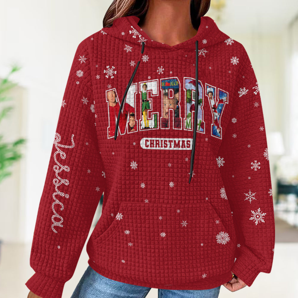 Merry Christmas - Personalized Waffle Hoodie