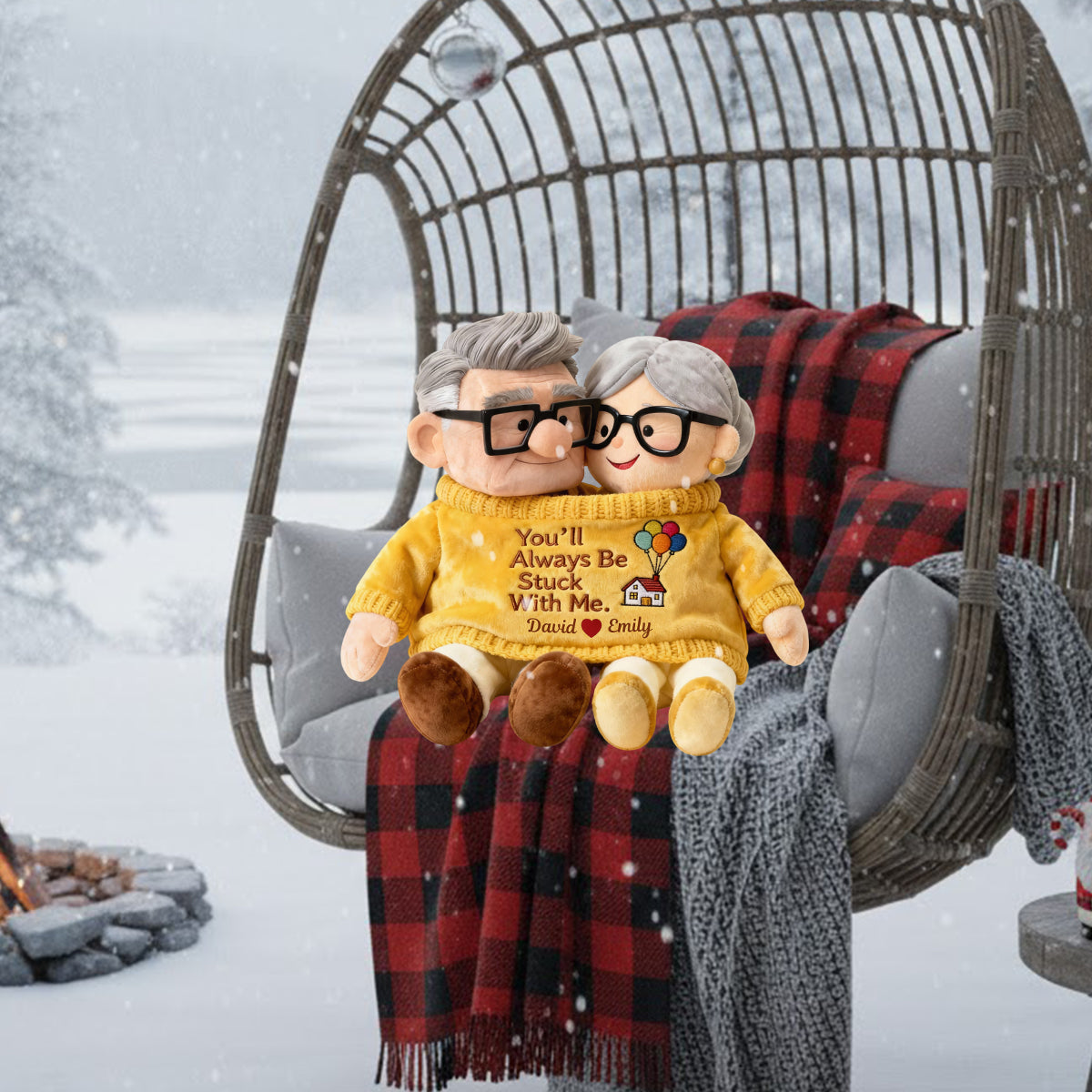 You'll Always Be Stuck With Me - Personalized Couple Faux Fur Shaped Pillow