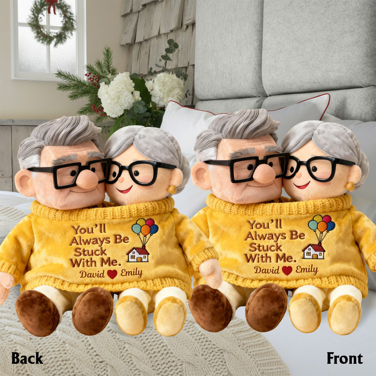 You'll Always Be Stuck With Me - Personalized Couple Faux Fur Shaped Pillow