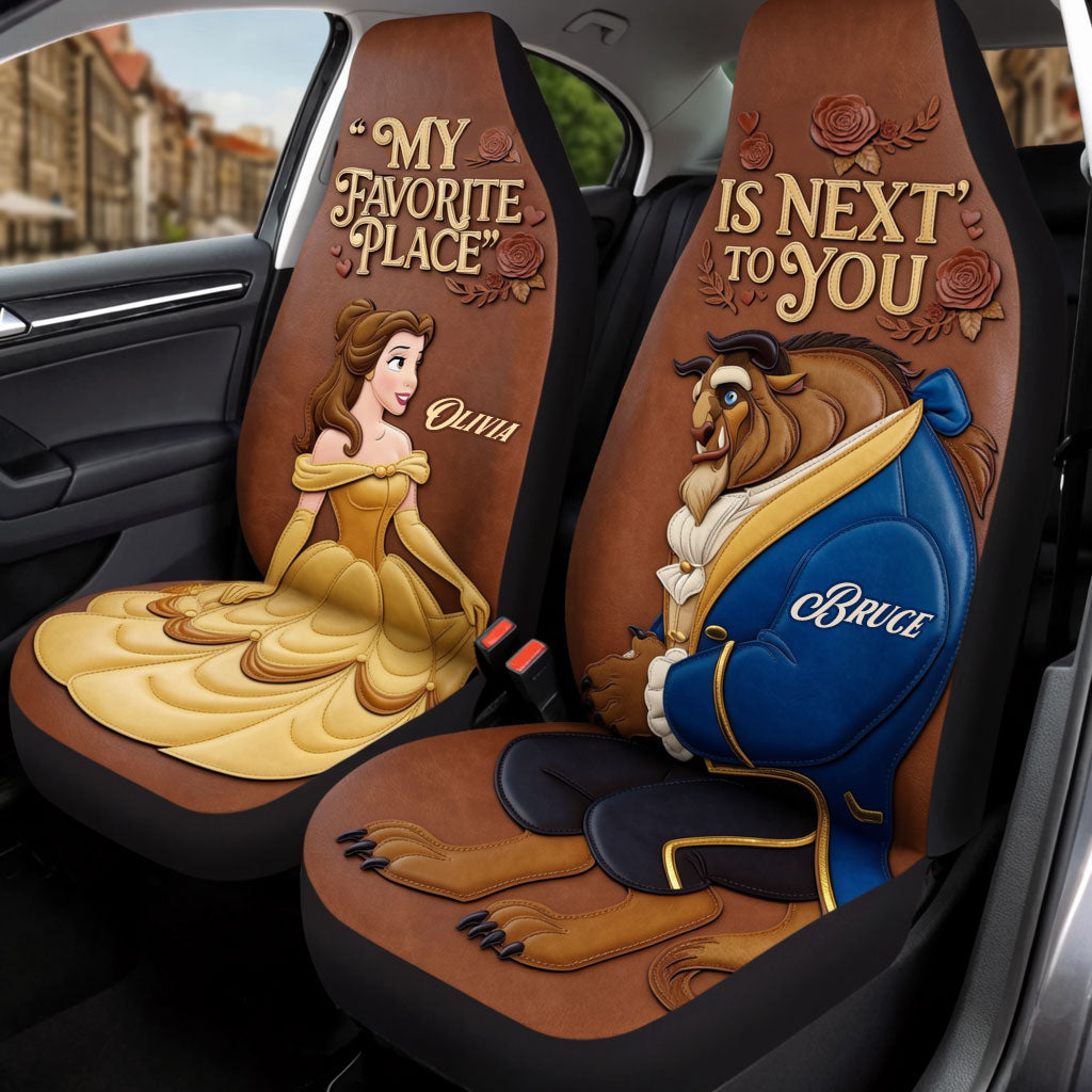 My Favorite Place Is Next To You - Personalized Beauty And The Beast Seat Covers