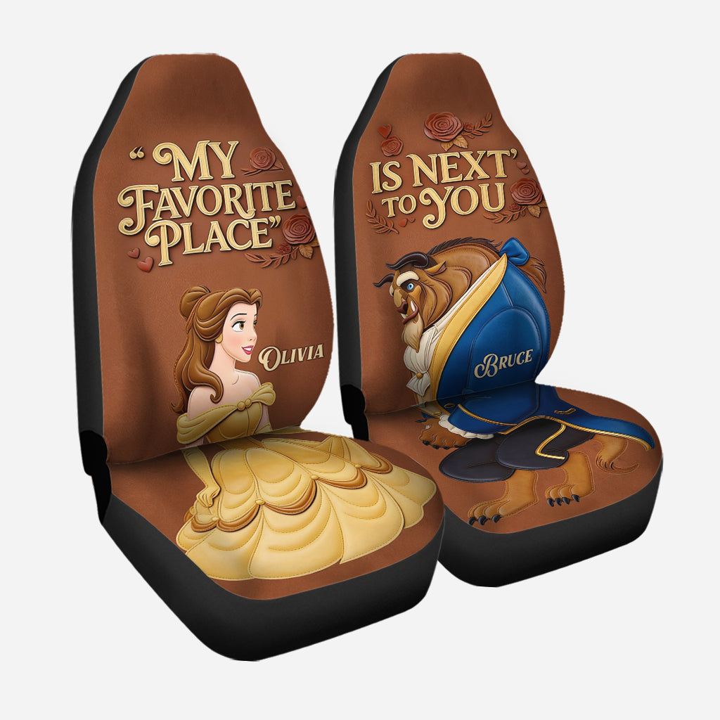 My Favorite Place Is Next To You - Personalized Beauty And The Beast Seat Covers