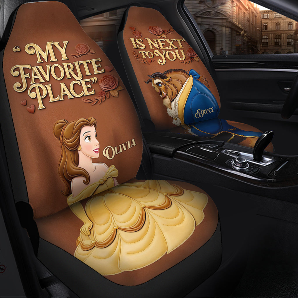 My Favorite Place Is Next To You - Personalized Beauty And The Beast Seat Covers