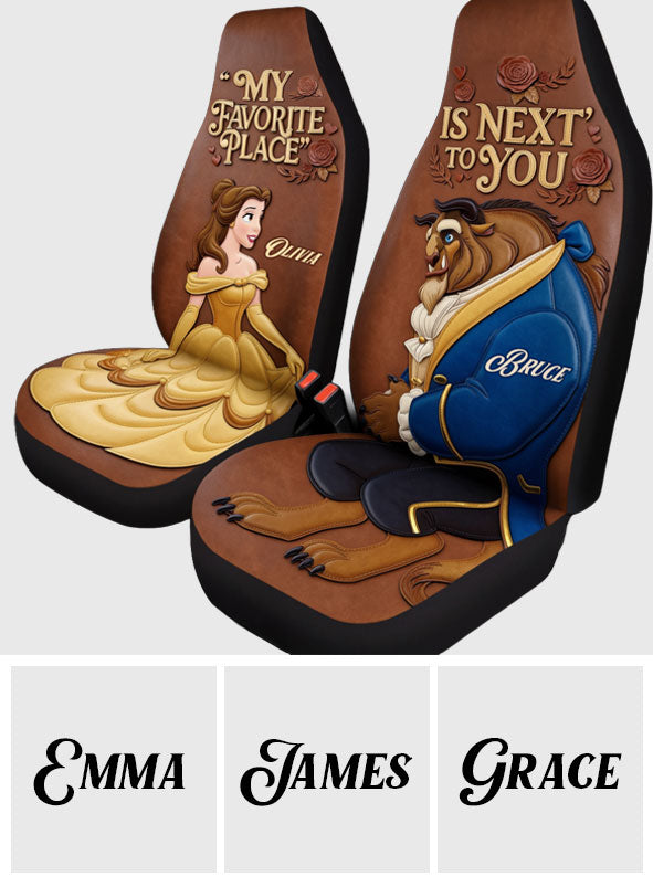 My Favorite Place Is Next To You - Personalized Beauty And The Beast Seat Covers
