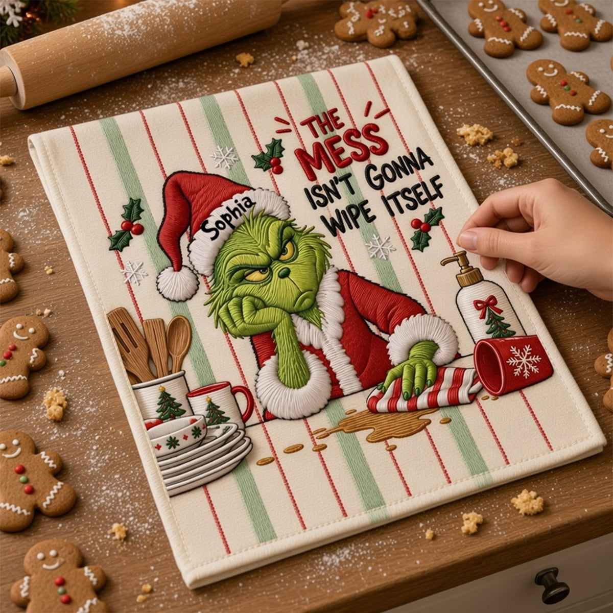 The Mess Isn't Gonna Wipe Itself - Personalized Stole Christmas Towel