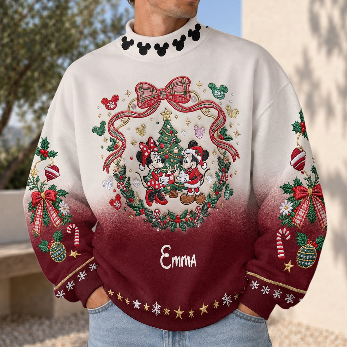 Merry Christmas - Personalized Mouse Mock Neck Sweatshirt