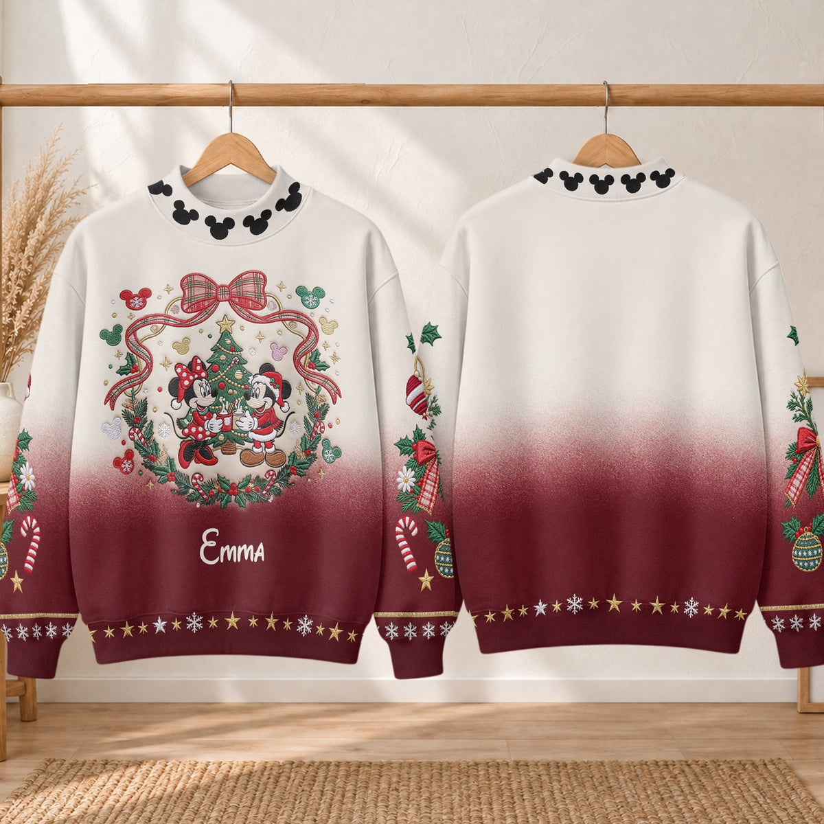 Merry Christmas - Personalized Mouse Mock Neck Sweatshirt