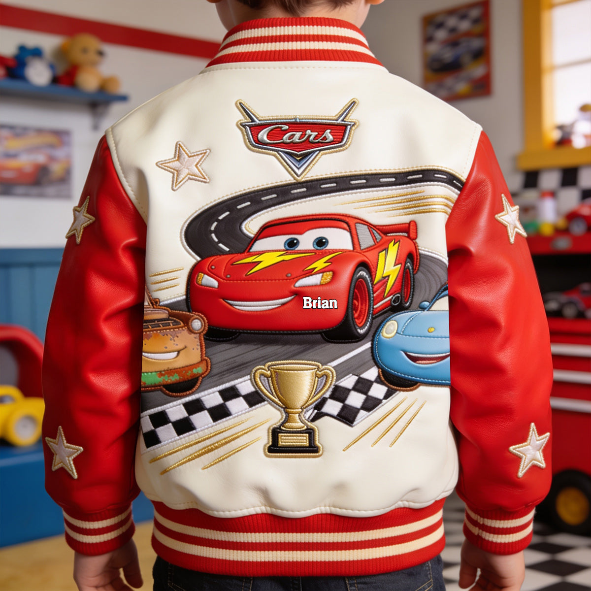 Cars Kid Friends - Personalized Racing Lover Varsity Jacket