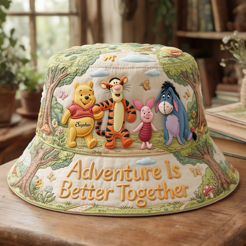 Adventure Is Better Together - Personalized Yellow Bear Bucket Hat