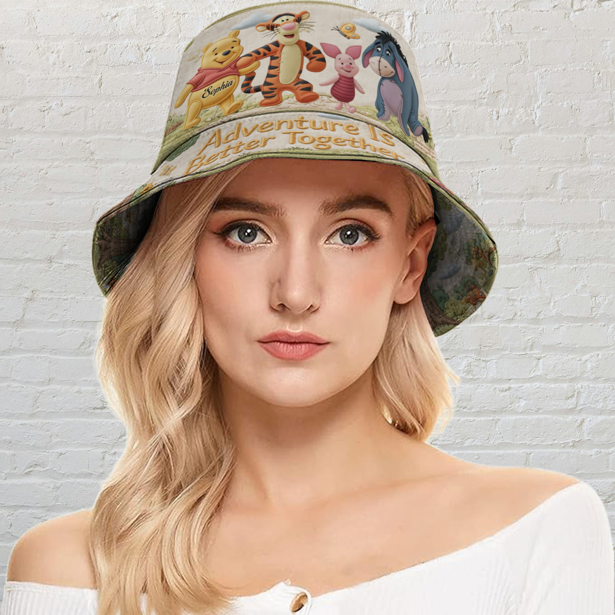 Adventure Is Better Together - Personalized Yellow Bear Bucket Hat