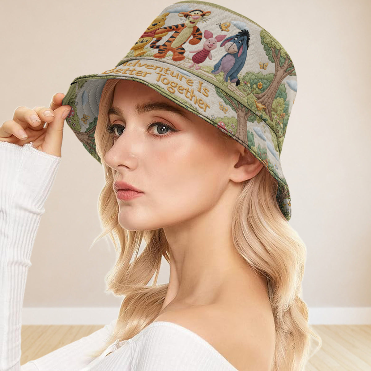 Adventure Is Better Together - Personalized Yellow Bear Bucket Hat