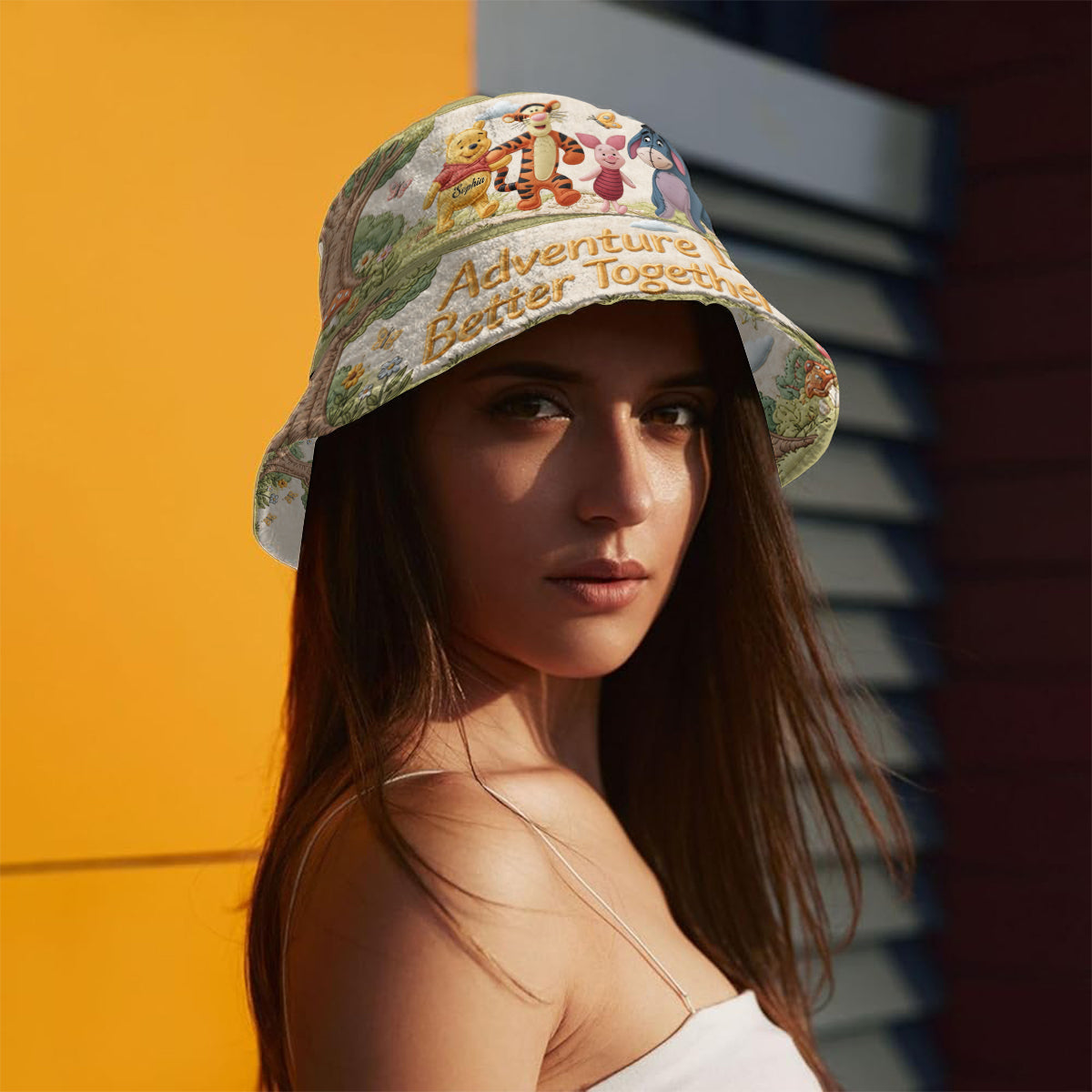 Adventure Is Better Together - Personalized Yellow Bear Bucket Hat