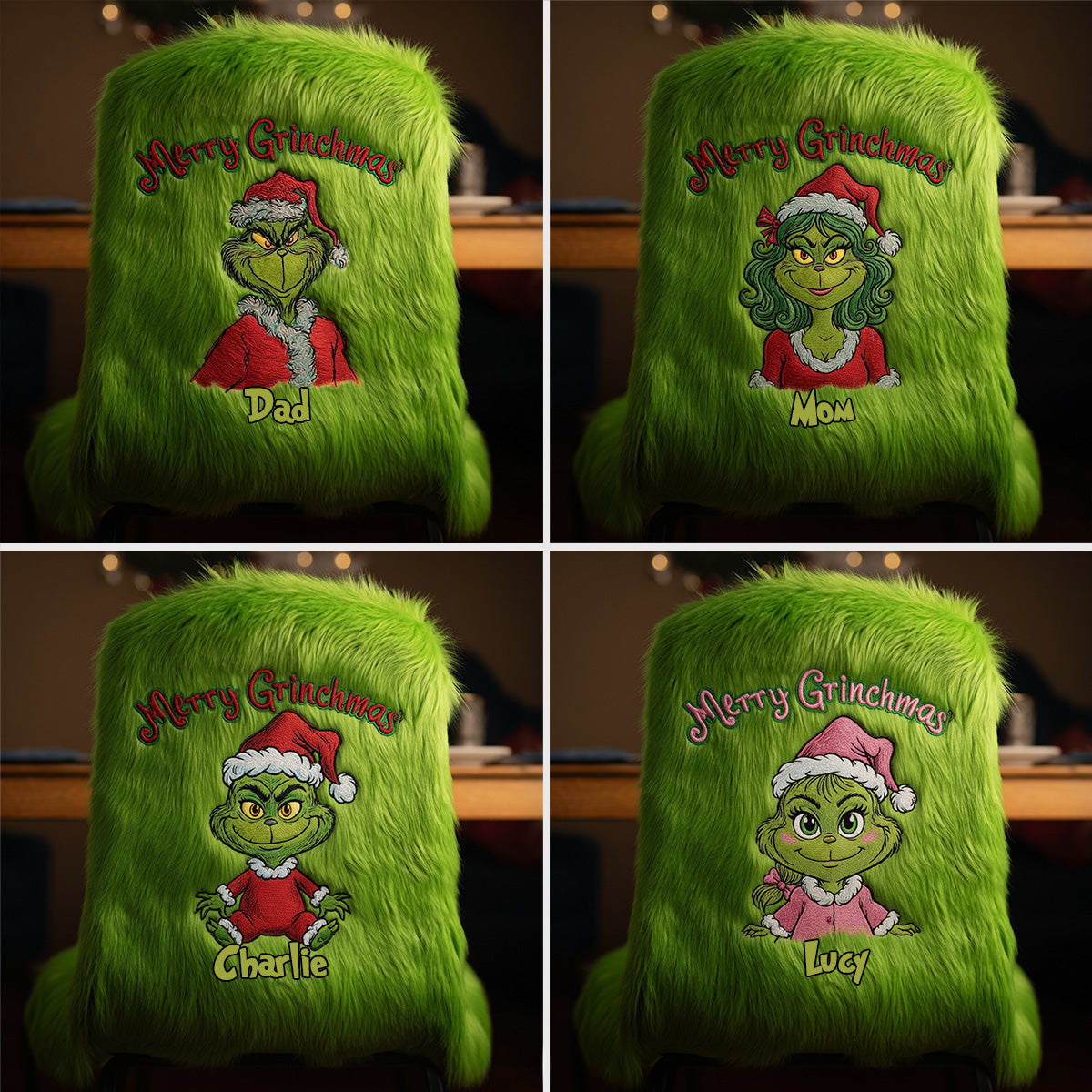 Mischievous Family - Personalized Stole Christmas Chair Cover Set