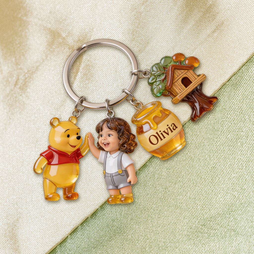 Friends Custom From Photo - Personalized Yellow Bear Premium Keychain With Charms