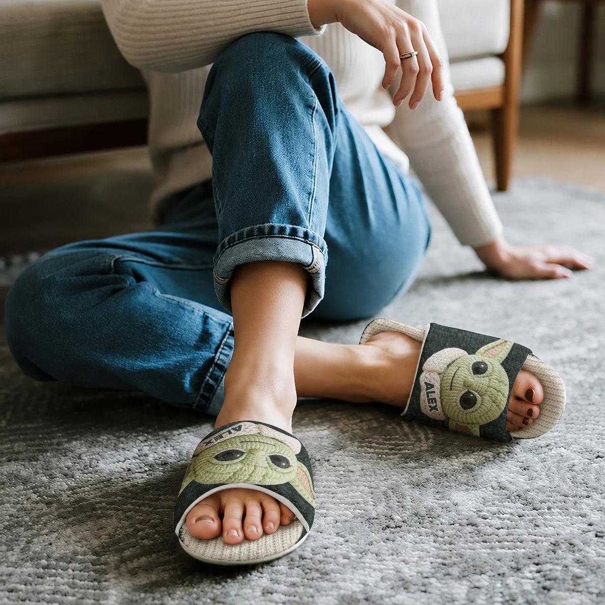 Cute Galaxy Character - Personalized The Force Open-Toe Slippers