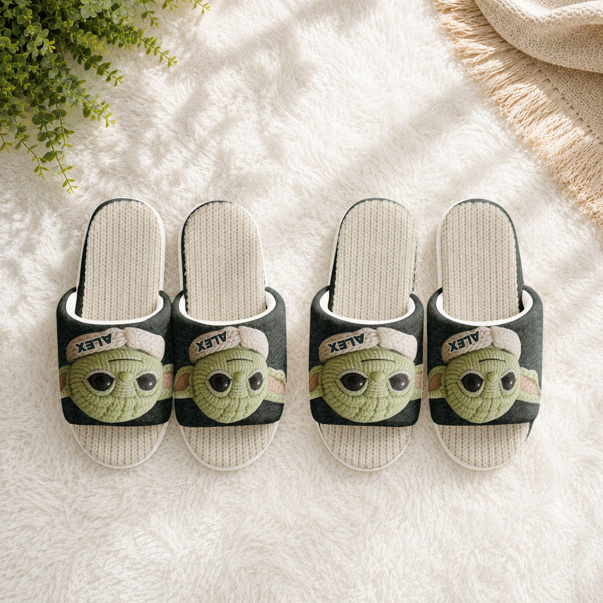 Cute Galaxy Character - Personalized The Force Open-Toe Slippers