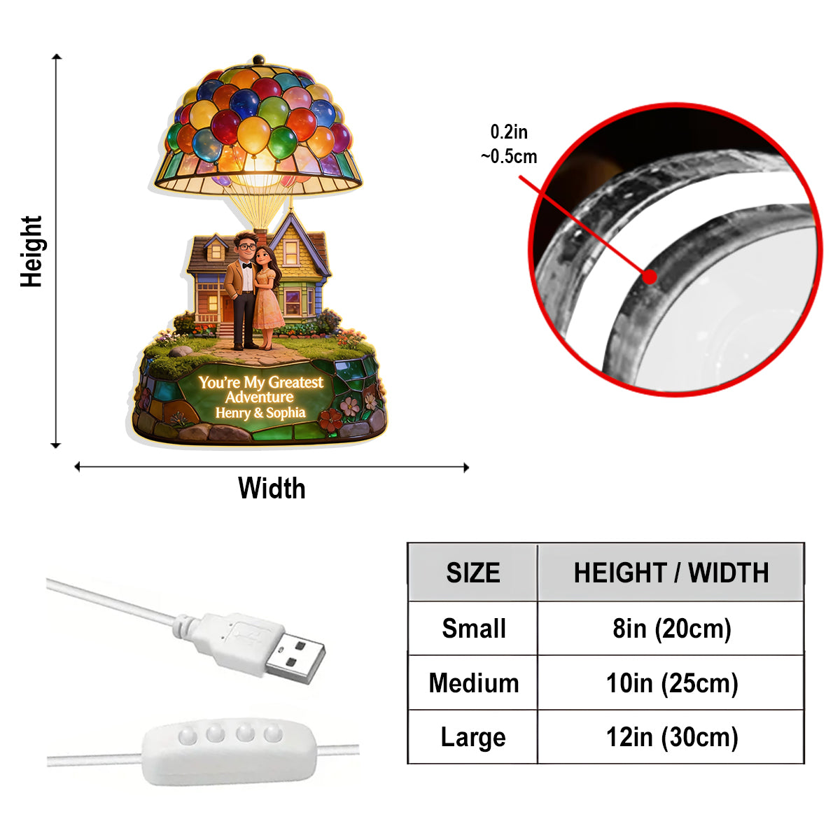 Custom Any Photo My Greatest Adventure - Personalized Up Movie Couple Acrylic LED Night Light