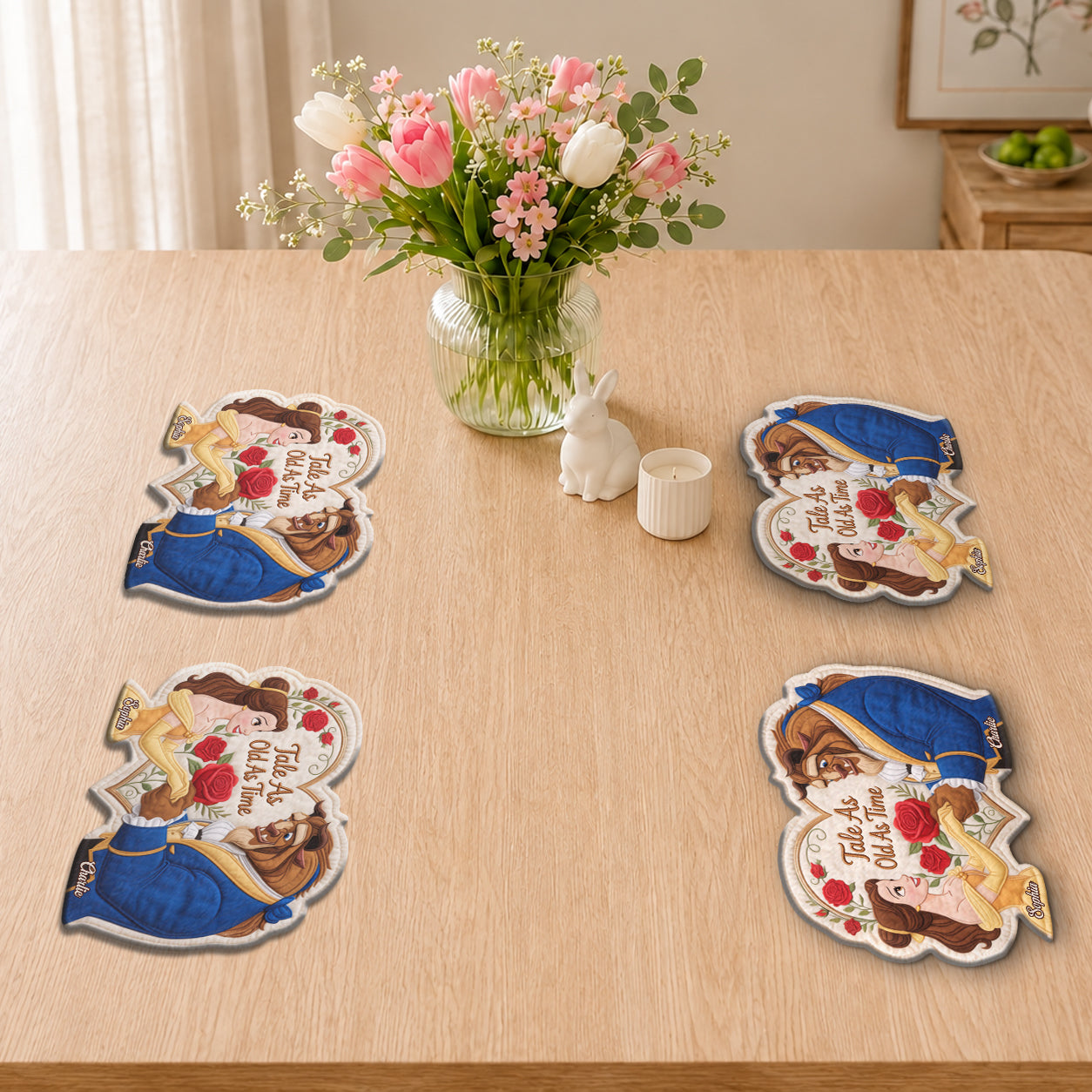 Tale As Old As Time - Personalized Beauty And The Beast Custom Shape Placemat