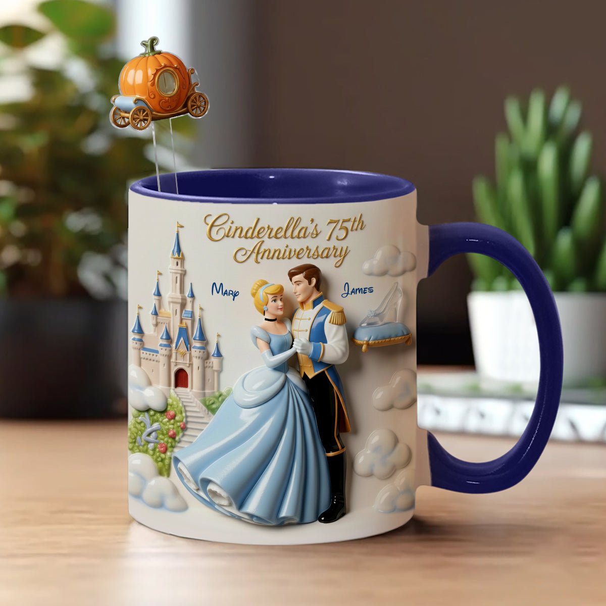 Cinderela Princess - Personalized Couple Set Accent Mug with Acrylic Stirrers