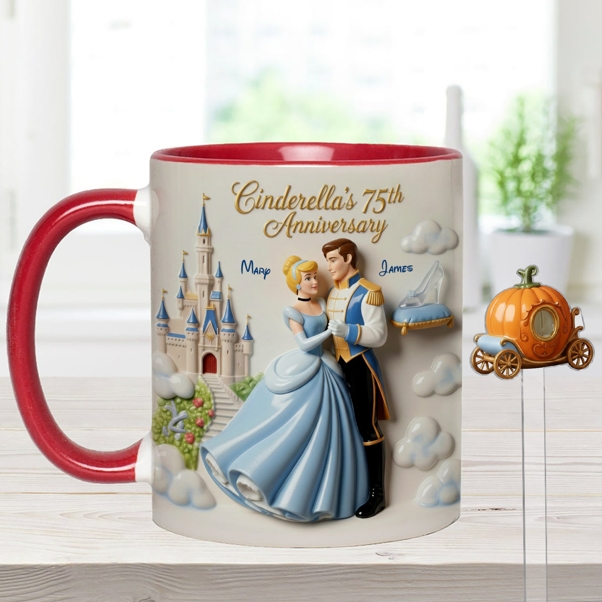 Cinderela Princess - Personalized Couple Set Accent Mug with Acrylic Stirrers