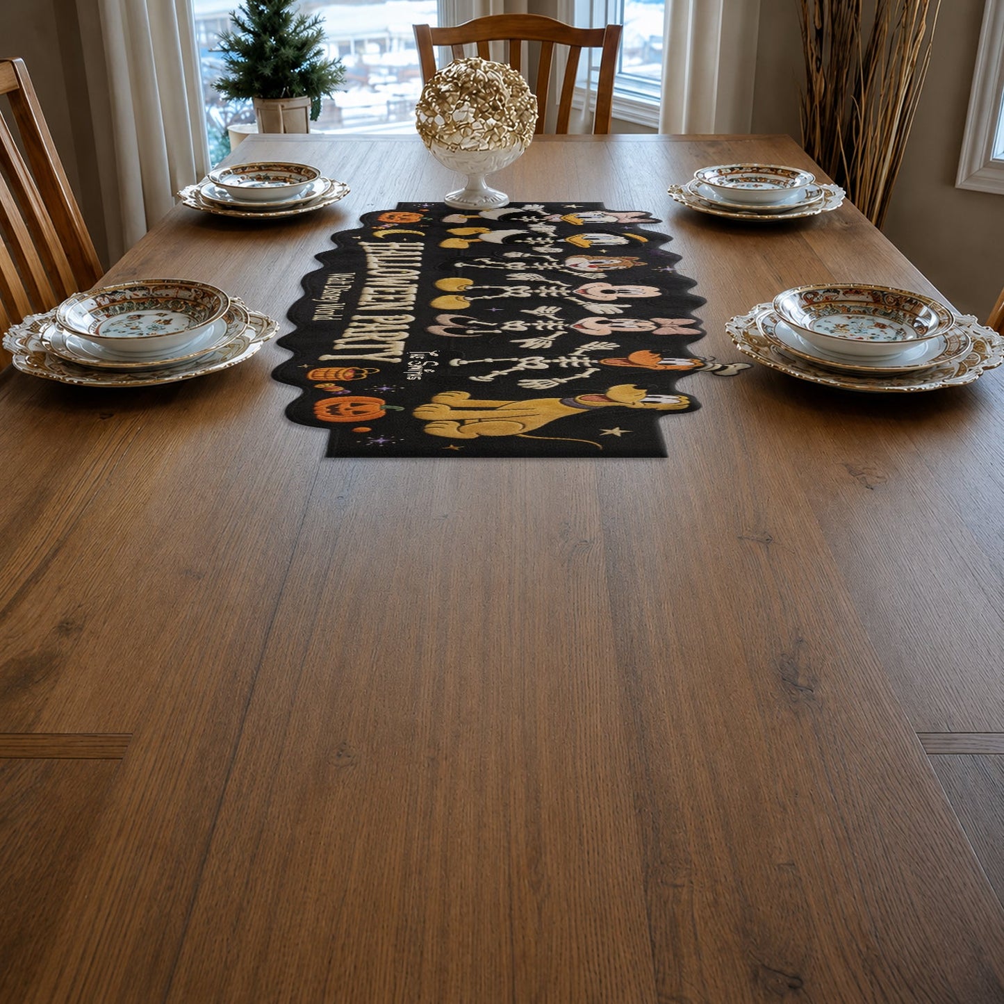 Spooky Halloween Friends - Personalized Mouse Custom Shape Table Runner