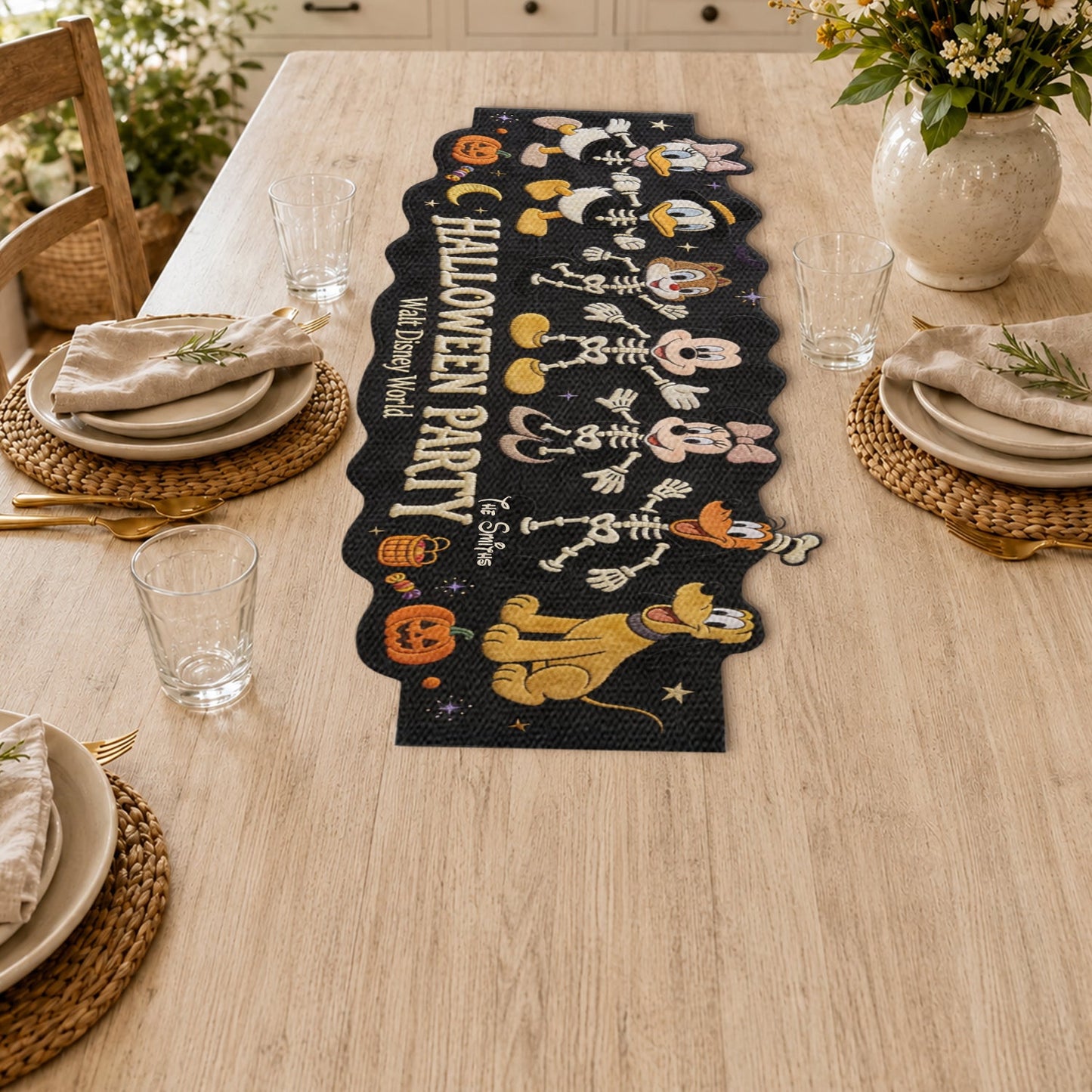 Spooky Halloween Friends - Personalized Mouse Custom Shape Table Runner