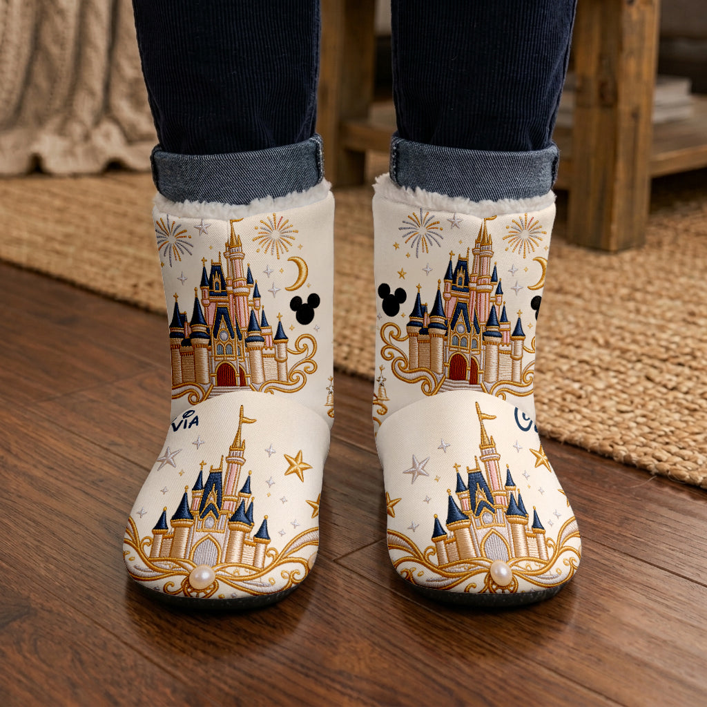Yellow Honey Bear - Personalized Dream Trip Faux Fur Boot Slippers