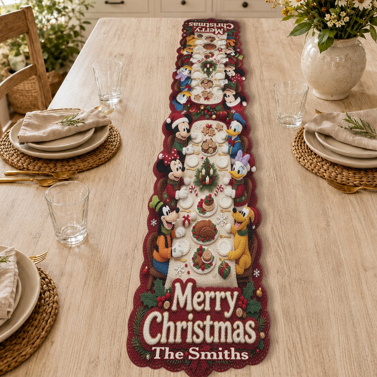 Magical Christmas - Personalized Mouse Custom Shape Table Runner