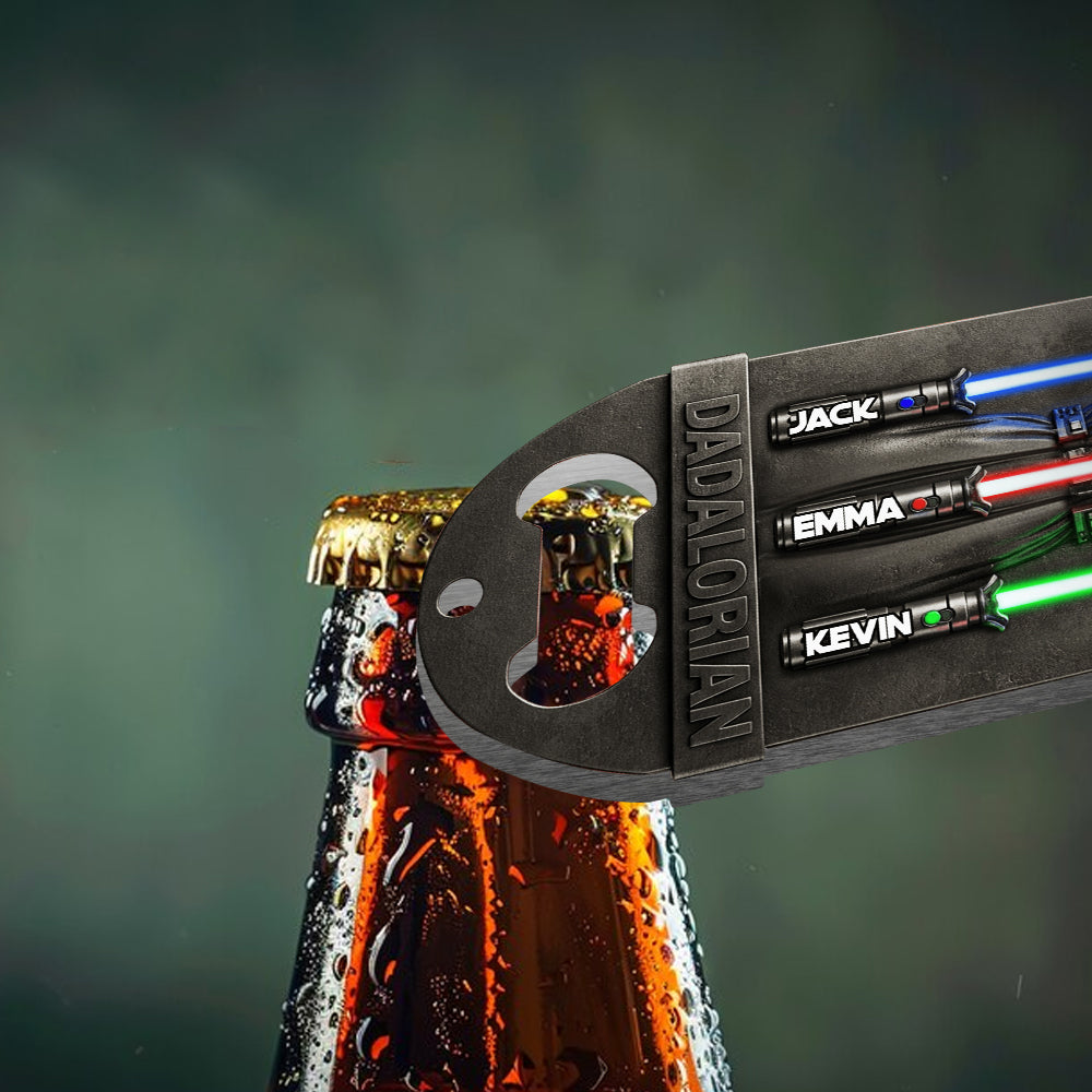Dadalorian Gift for Dad, Grandpa - Personalized The Force Bottle Opener