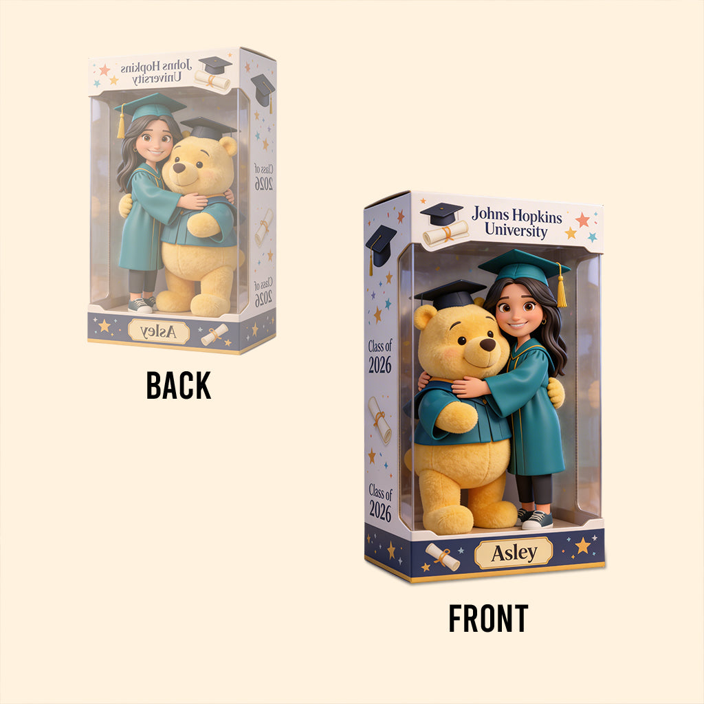 Happy Graduation with Yellow Bear - Personalized Graduation Custom Shaped Acrylic Plaque