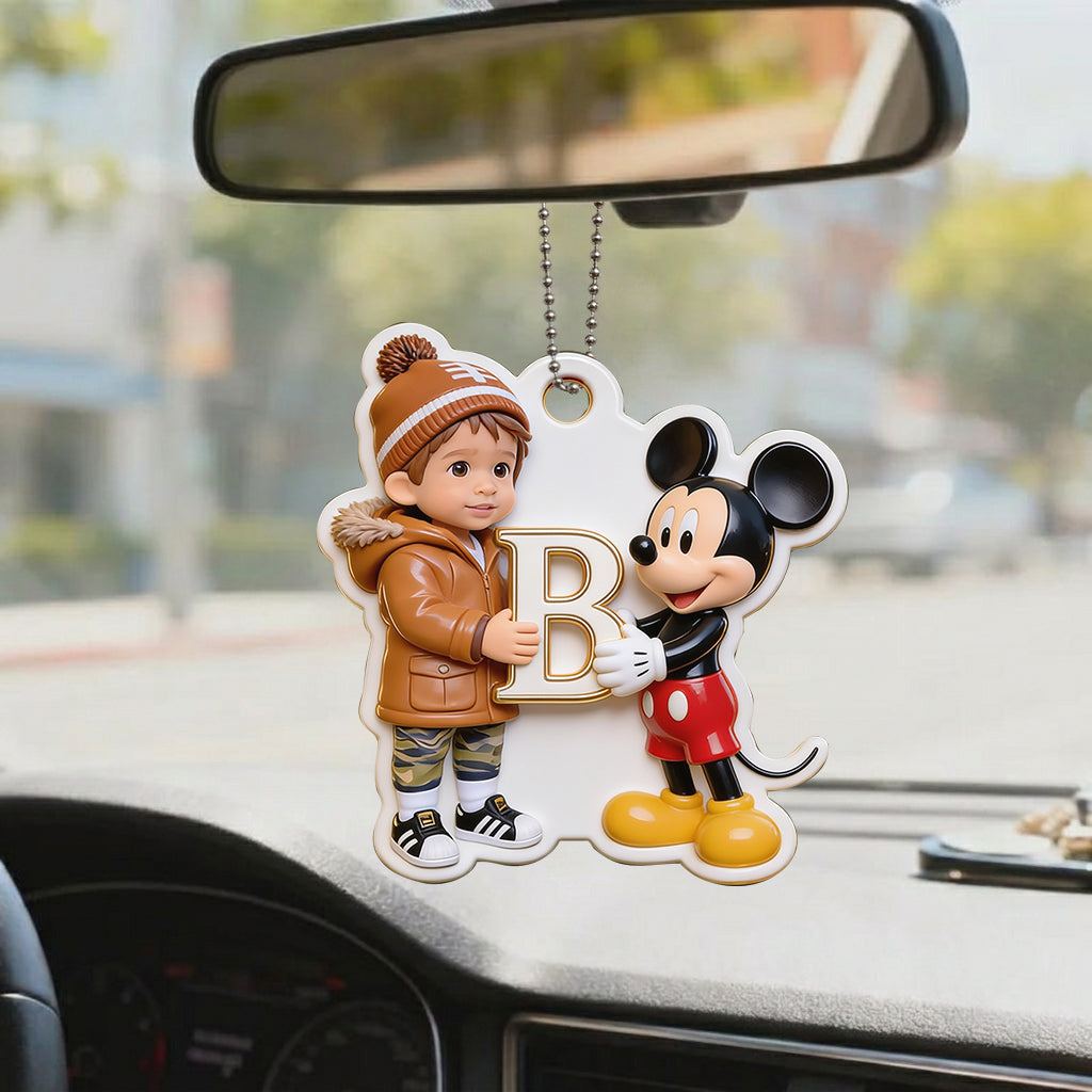 Magical Mouse Holding Initial Christmas Gift For Kids - Personalized Mouse Premium 3D Ornament