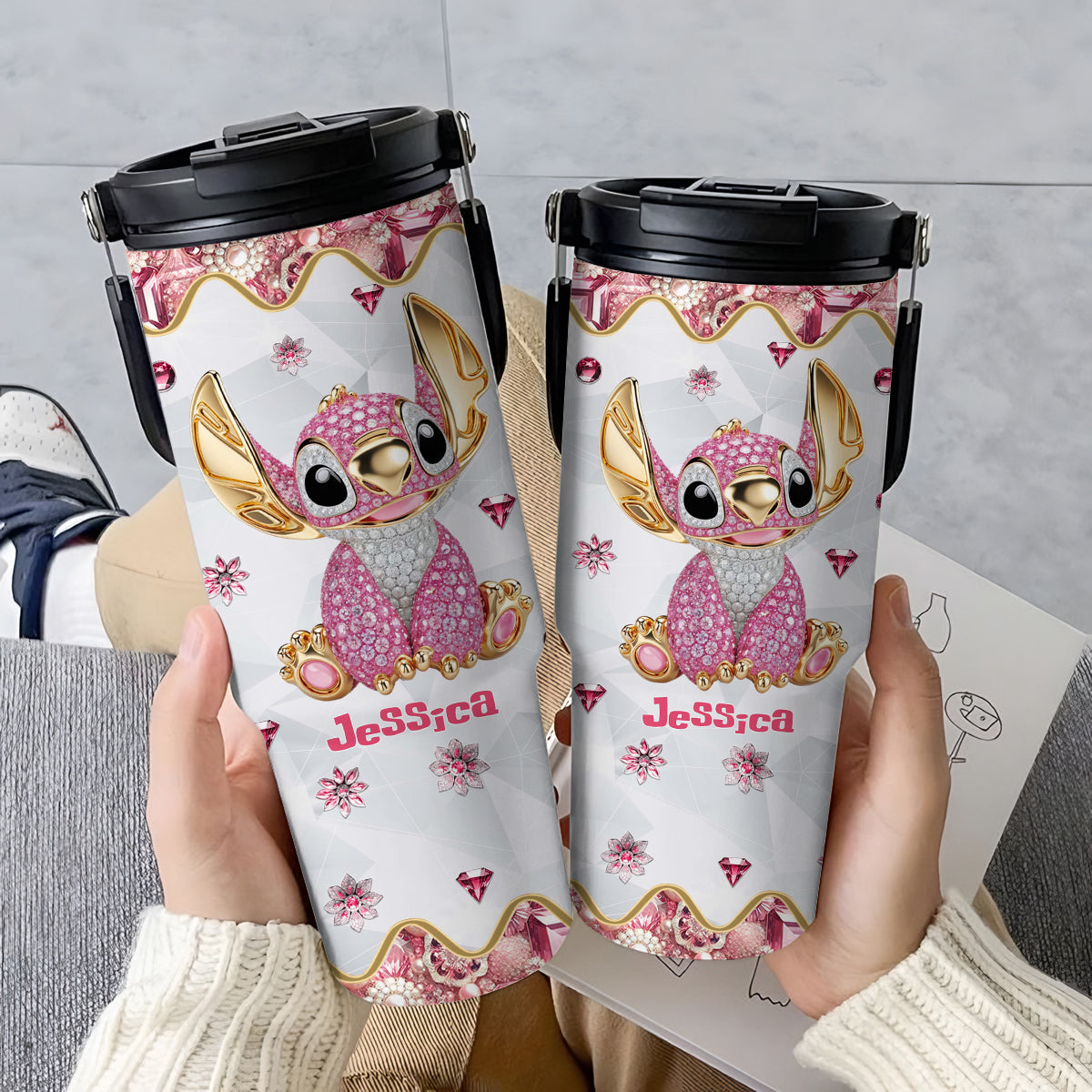 Ohana Means Family - Personalized Ohana Tumbler With Grip Handle