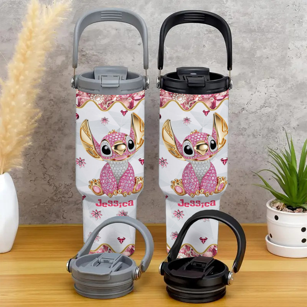 Ohana Means Family - Personalized Ohana Tumbler With Grip Handle