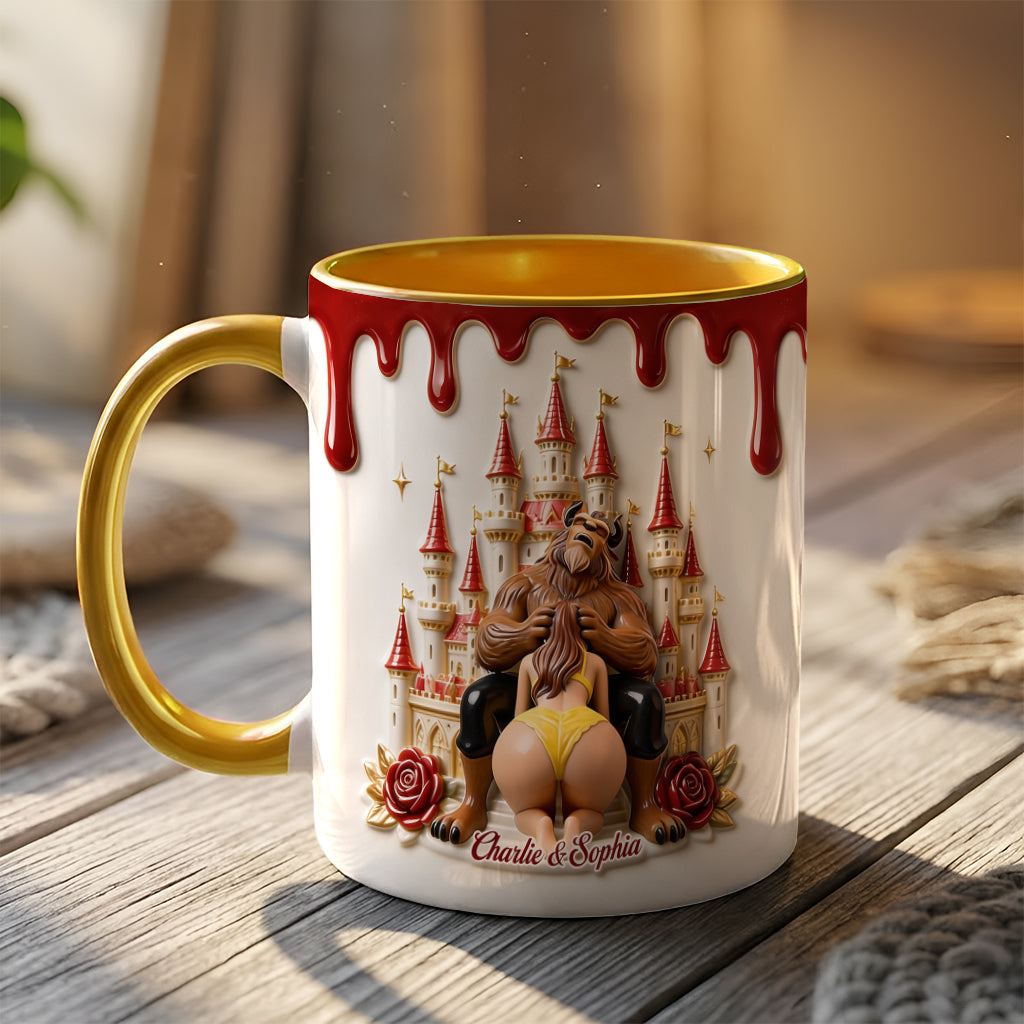 Princess & The Beast, Naughty Couple Gift - Personalized Beauty And The Beast 3D Printed Accent Mug
