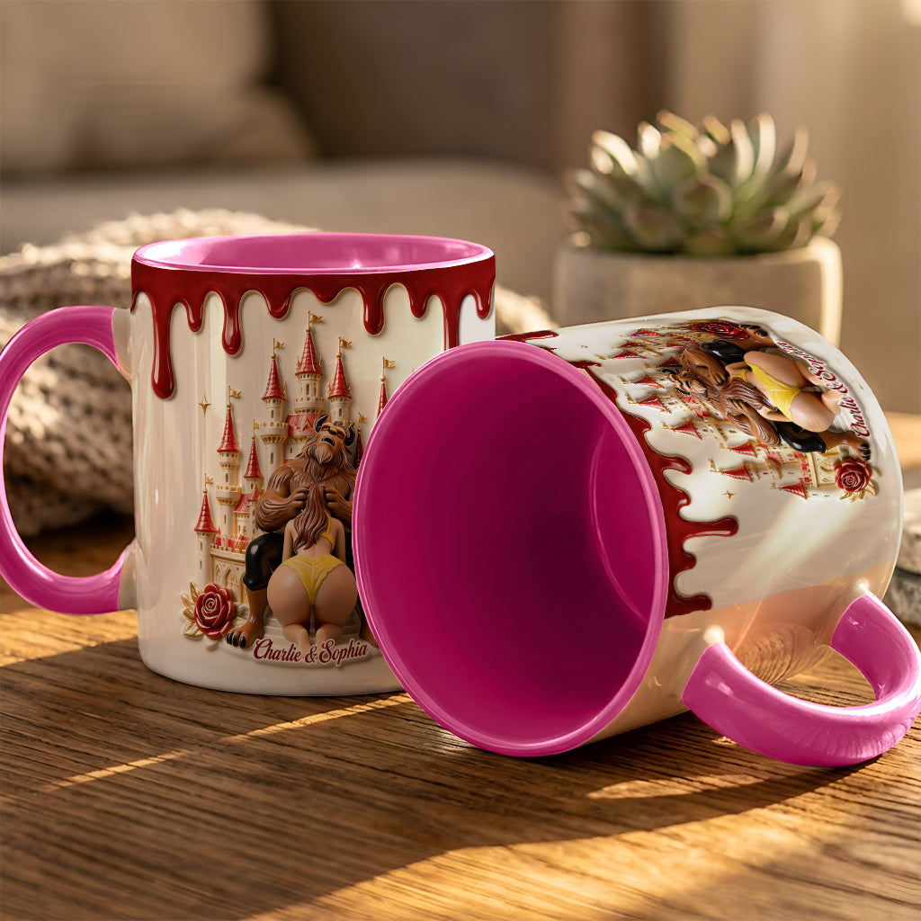 Princess & The Beast, Naughty Couple Gift - Personalized Beauty And The Beast 3D Printed Accent Mug