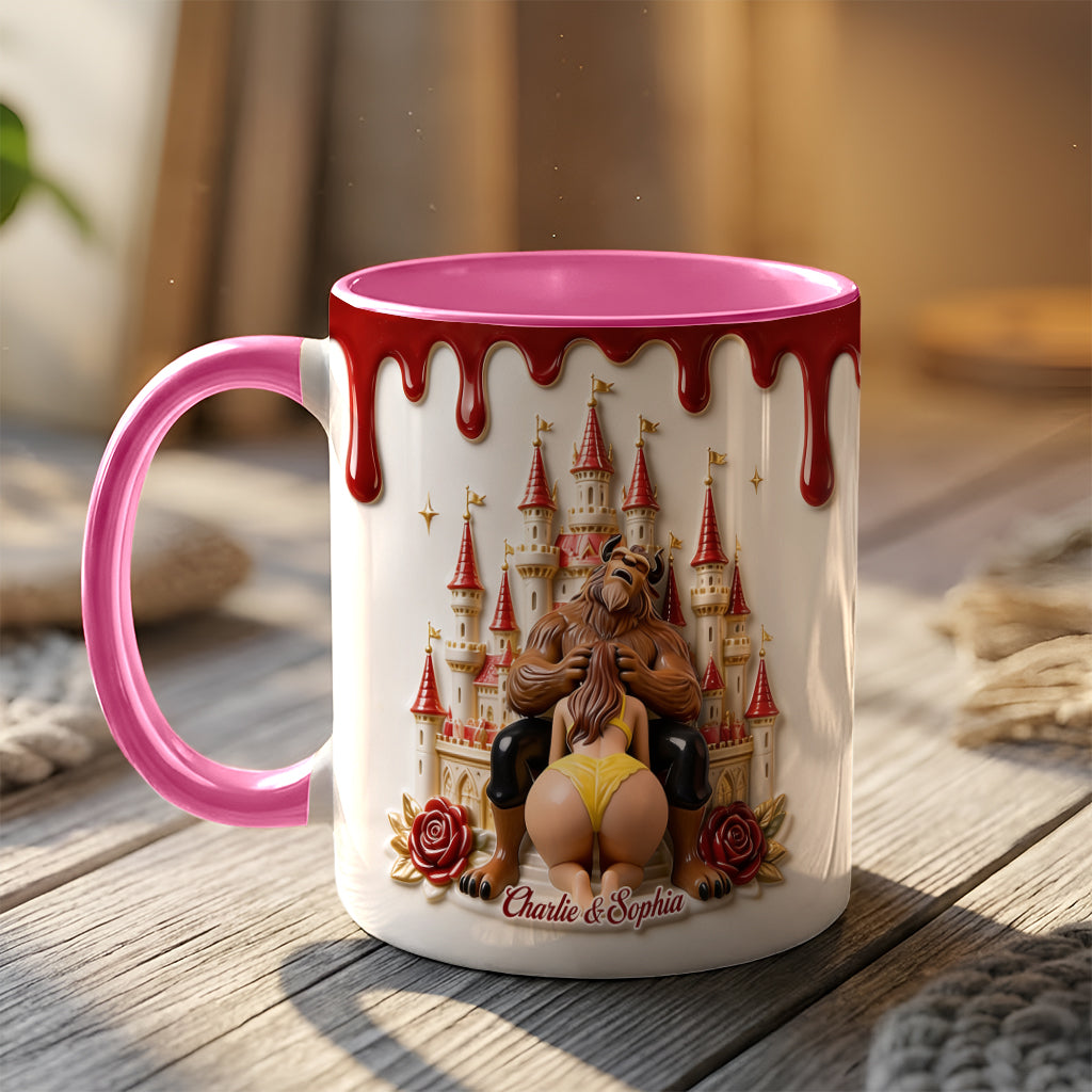 Princess & The Beast, Naughty Couple Gift - Personalized Beauty And The Beast 3D Printed Accent Mug