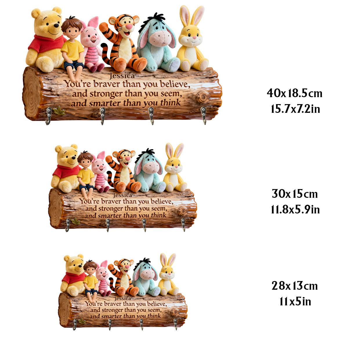 You're Braver Than You Believe - Personalized Yellow Bear Custom Shaped Hanging Rack