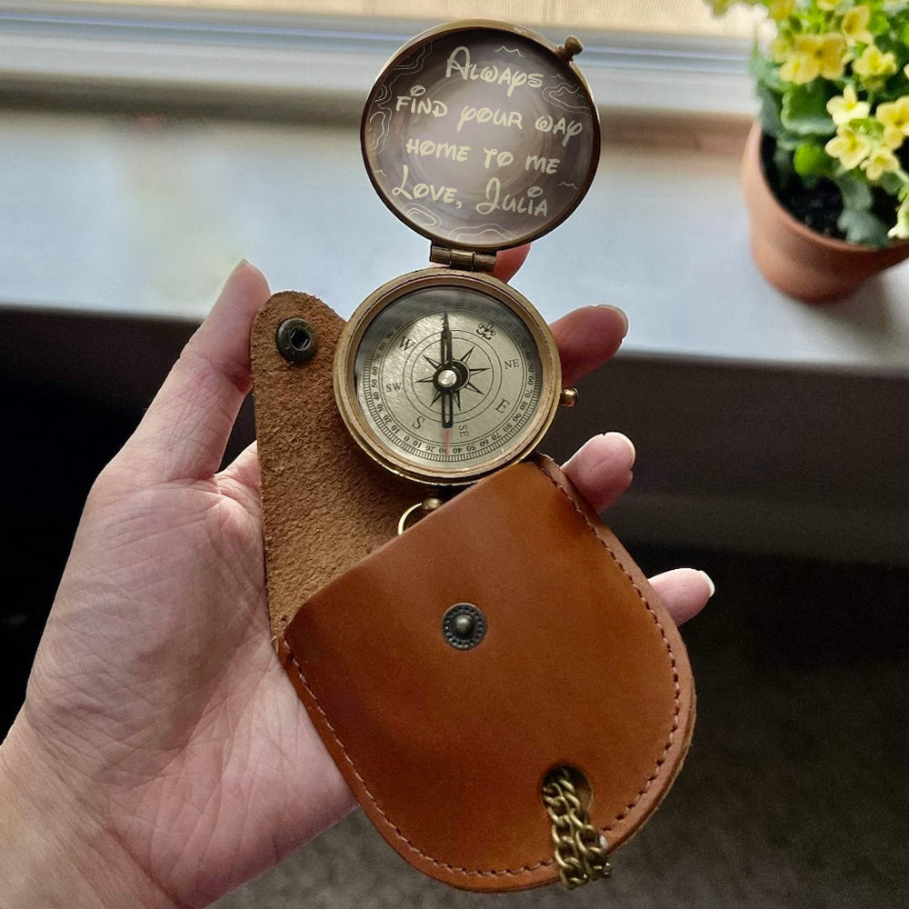 Always Find Your Way Home To Me - Personalized Couple Compass