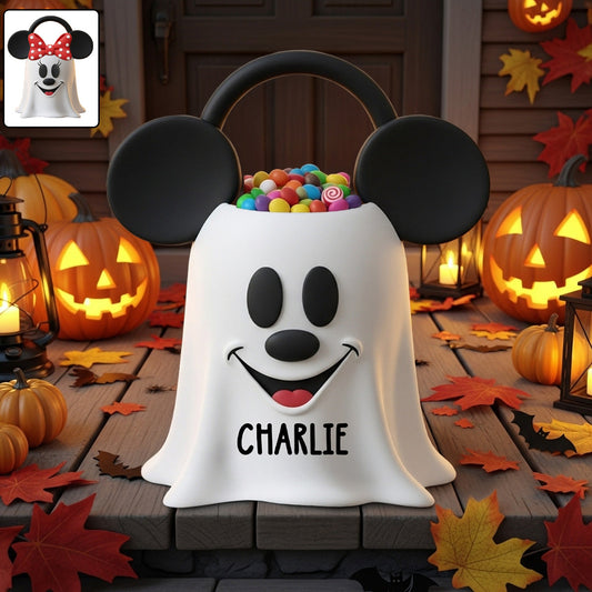 Perfect Trick Or Treat Halloween Gift For Kids - Personalized Mouse Wooden Desk Organizer