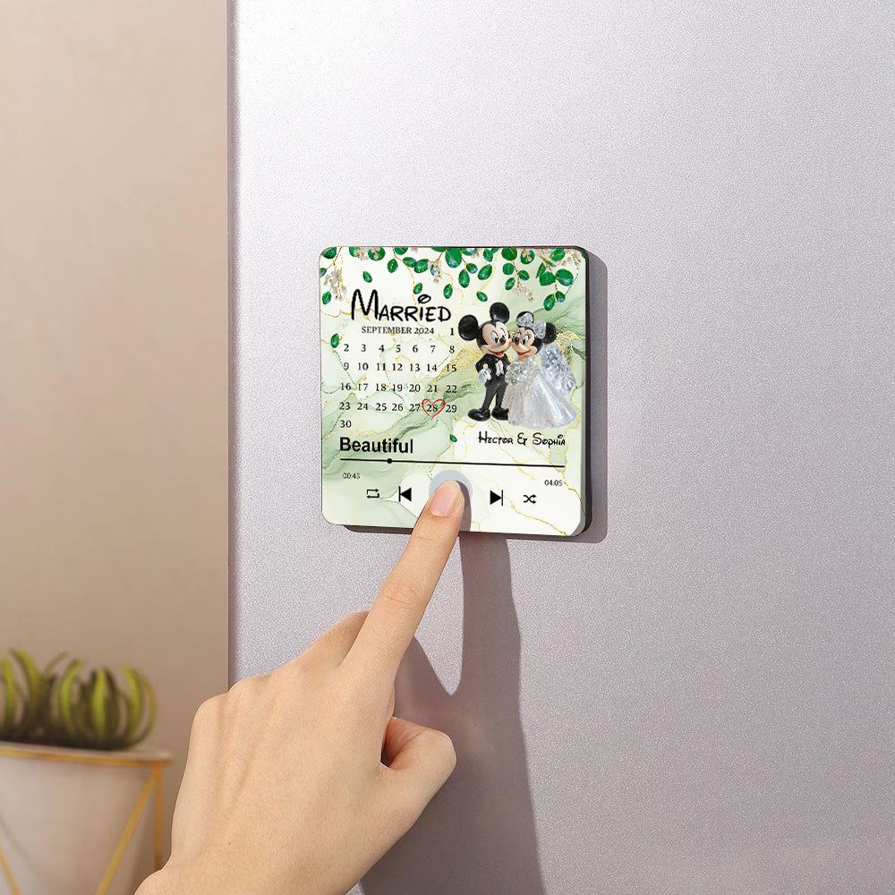 Married - Personalized Mouse Music Fridge Magnet