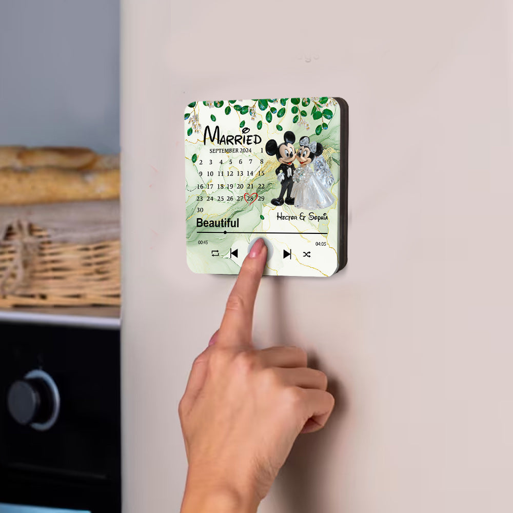 Married - Personalized Mouse Music Fridge Magnet