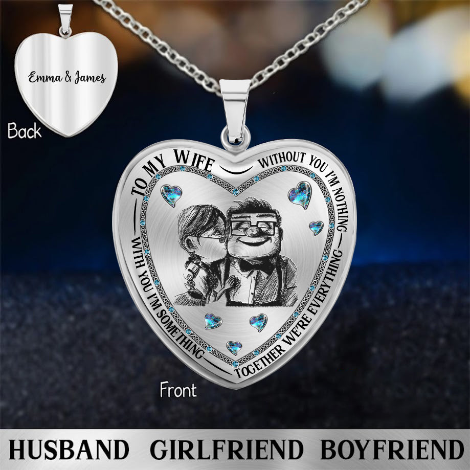 Without You I'm Nothing - Personalized Mouse Heart Pendant Necklace