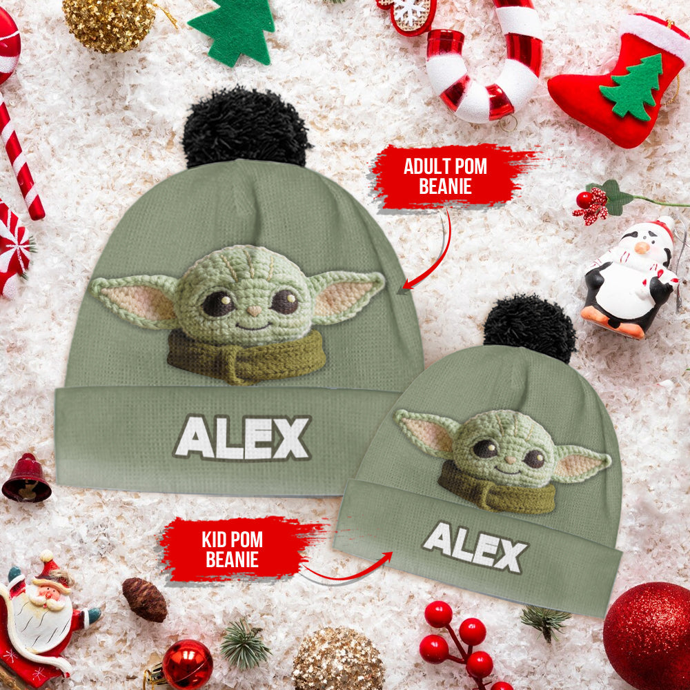 Cute Green Galaxy Character - Personalized The Force Beanie Hat
