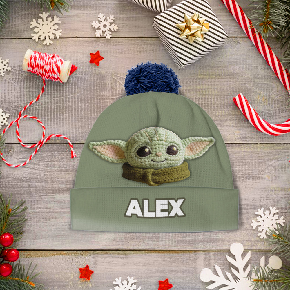 Cute Green Galaxy Character - Personalized The Force Beanie Hat