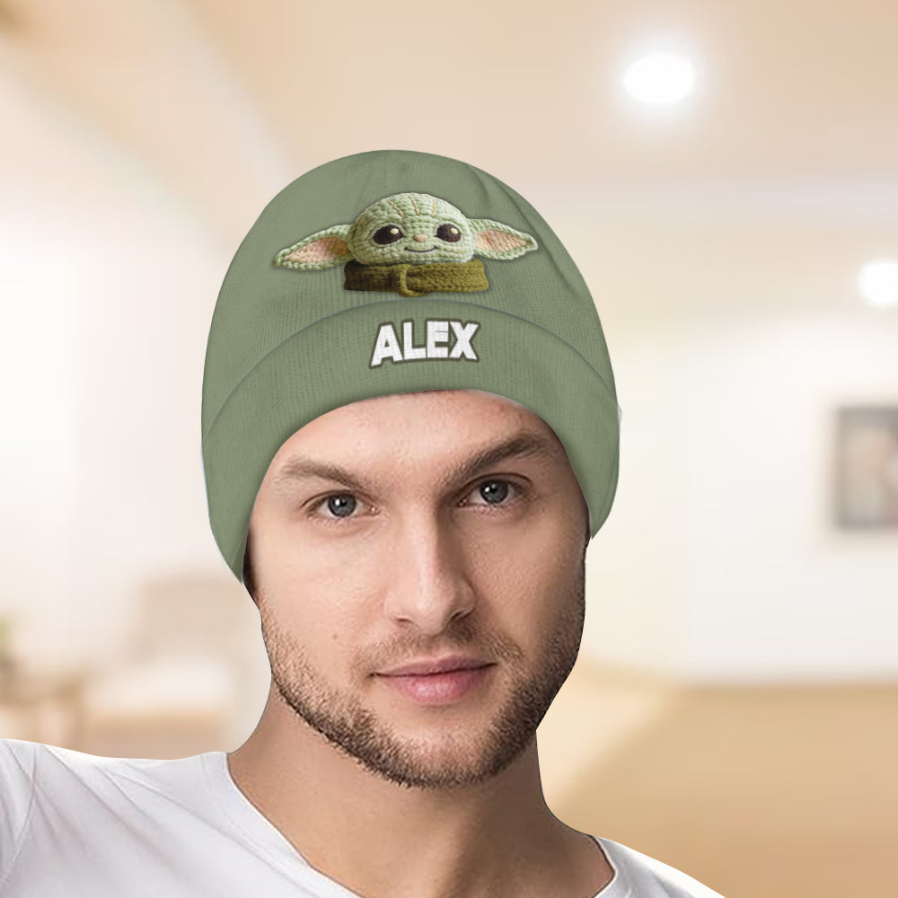 Cute Green Galaxy Character - Personalized The Force Beanie Hat