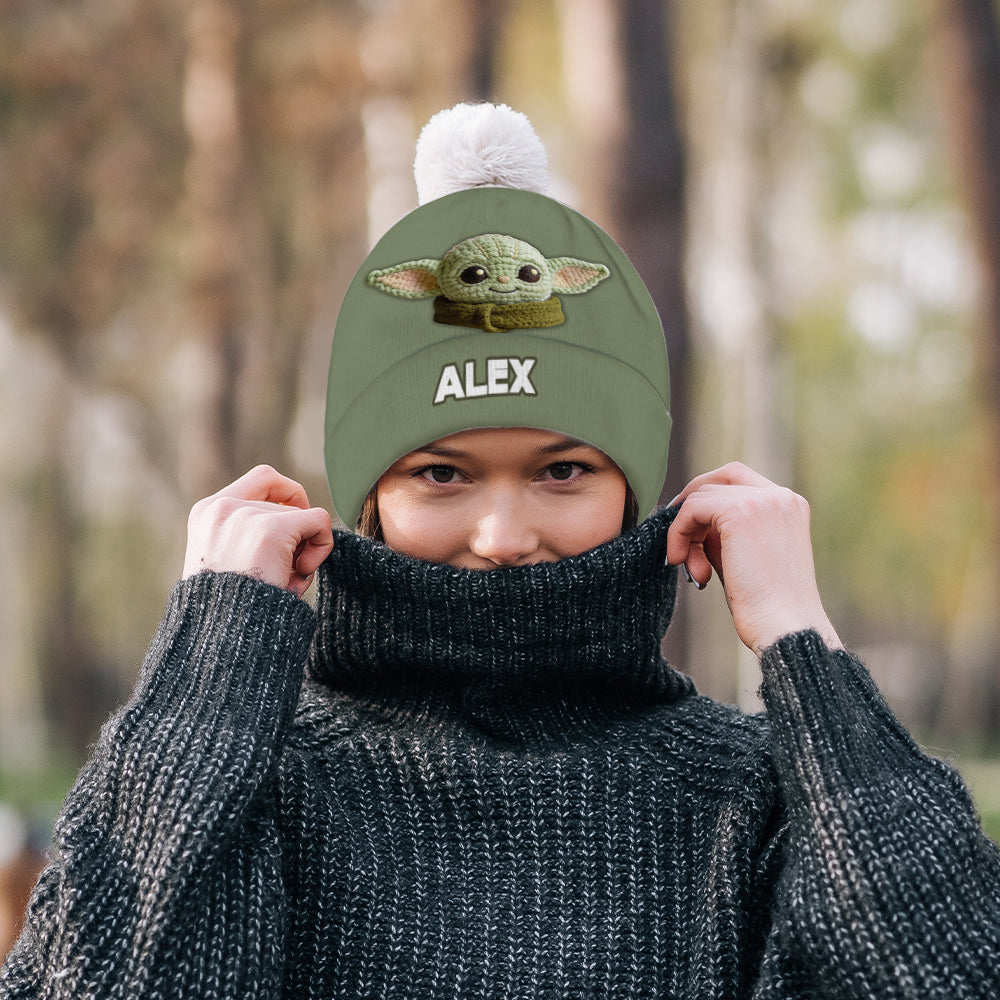 Cute Green Galaxy Character - Personalized The Force Beanie Hat