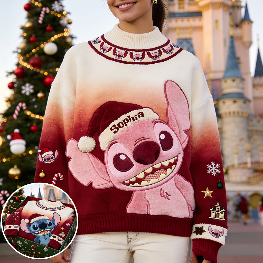 Ohana Christmas - Personalized Ohana Mock Neck Sweatshirt